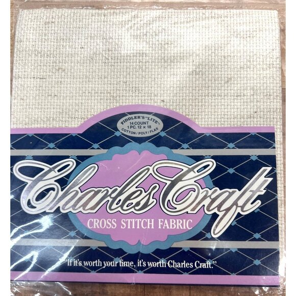 Charles Craft Cross Stitch Fabric 14 Count Fiddlers Lite 12x18 Cotton Poly Flax - Picture 1 of 2